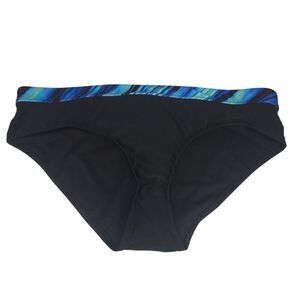 Black Swim Briefs Blue Patterned Waistband Womens Size XXL New